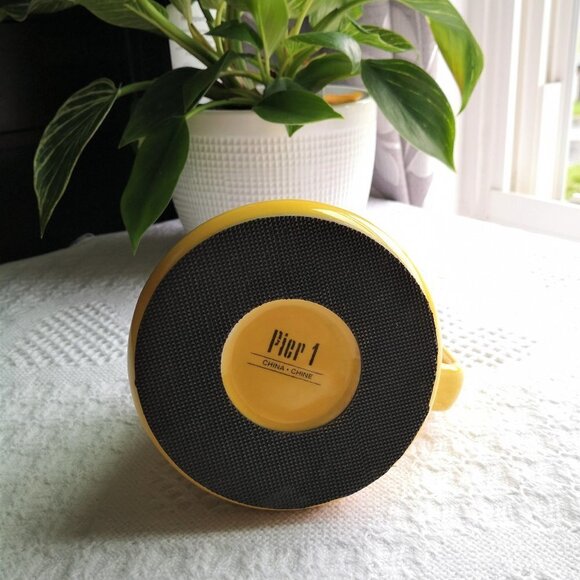 Vintage Pier 1 Yellow Spill-proof Non-slip Commuter Travel Coffee Mug W/lid 12 O - Picture 5 of 5